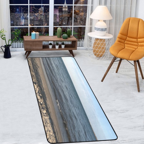Beach Collection Area Rug with Black Binding  7'x3'3''