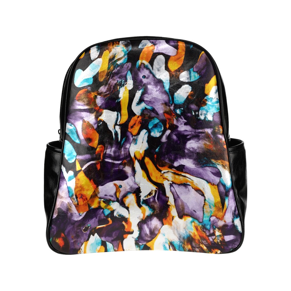 Colorful dark brushes abstract Multi-Pockets Backpack (Model 1636)