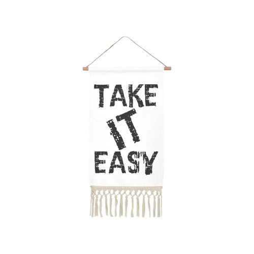 Take it easy funny black text, typography art. Linen Hanging Poster