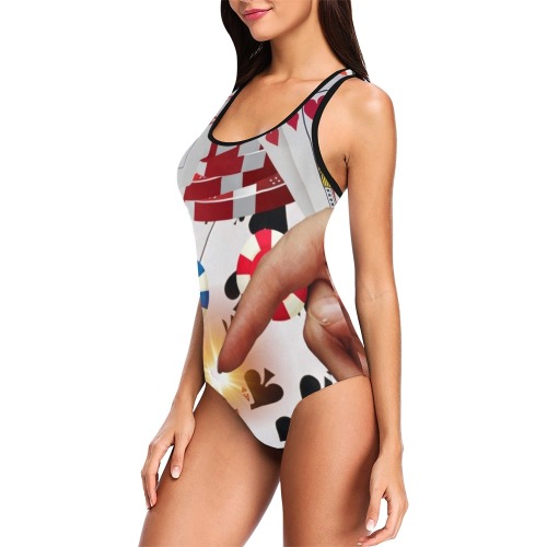 POKER NIGHT TOO Vest One Piece Swimsuit (Model S04)