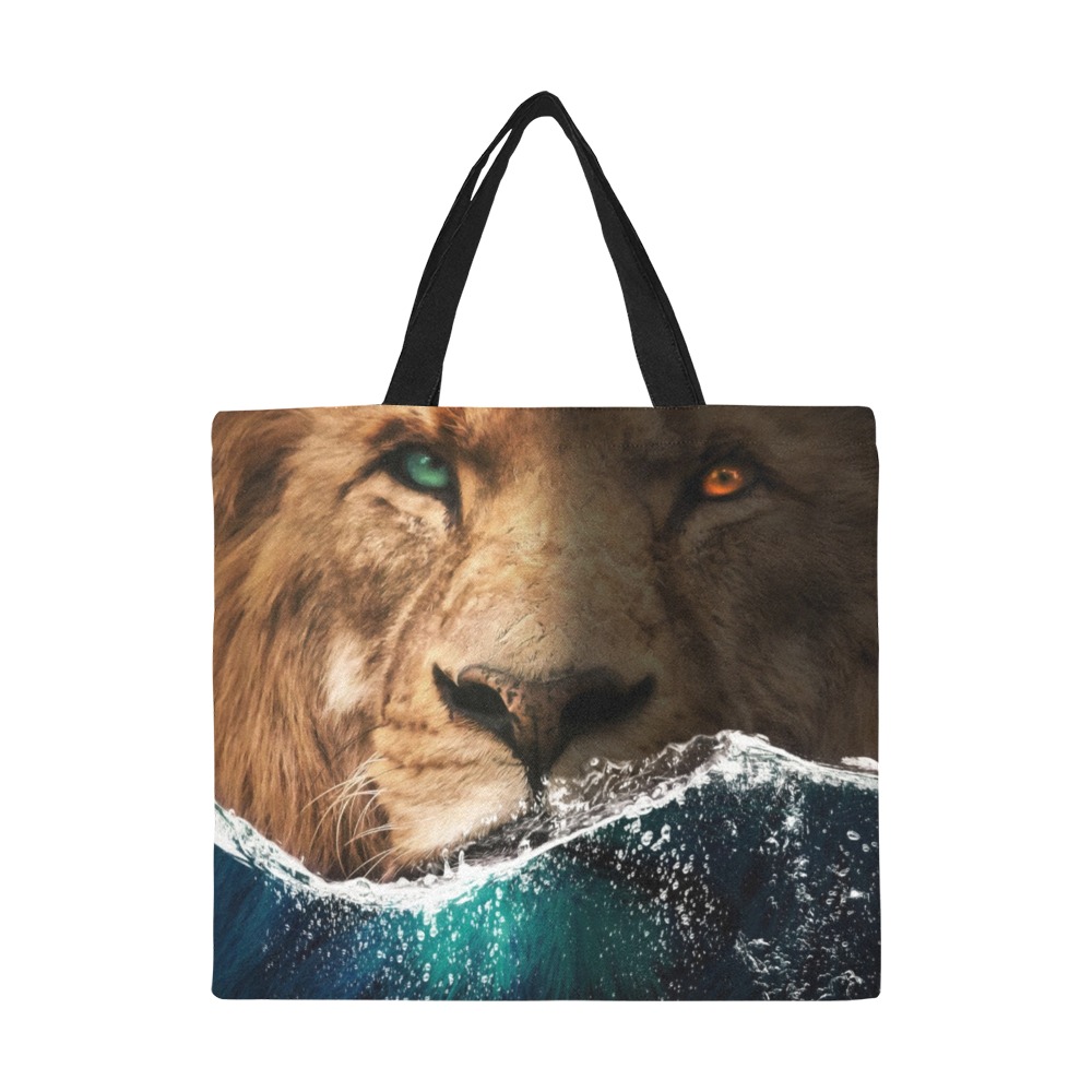Lion behind the Ocean All Over Print Canvas Tote Bag/Large (Model 1699)