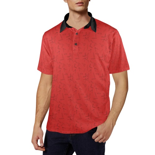 Red Black Tools Men's All Over Print Polo Shirt (Model T55)