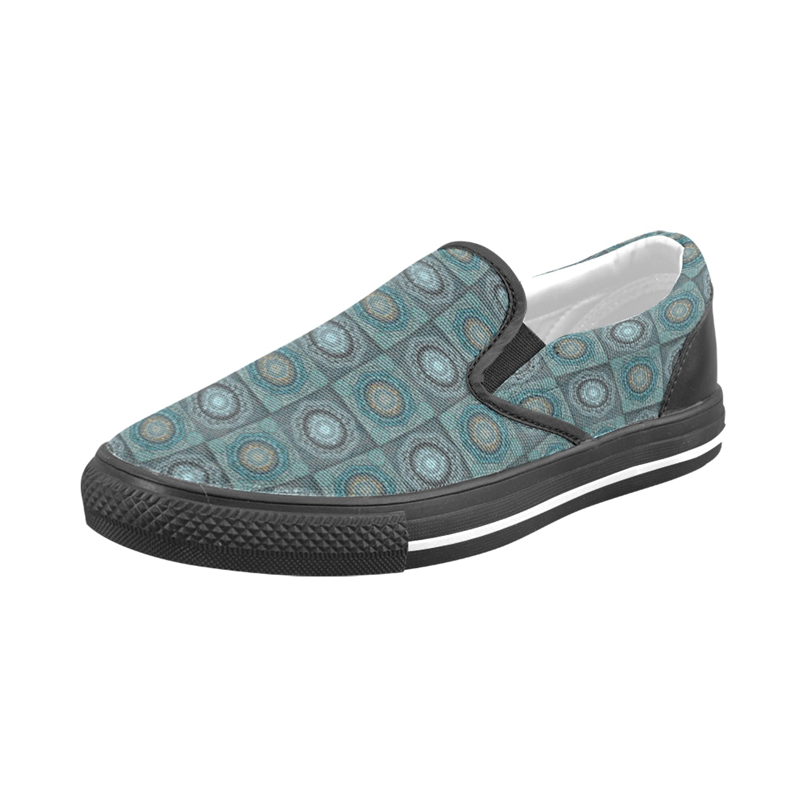 The Persian's gyrate psychedelic eyes' mandala pattern Men's Slip-on Canvas Shoes (Model 019)