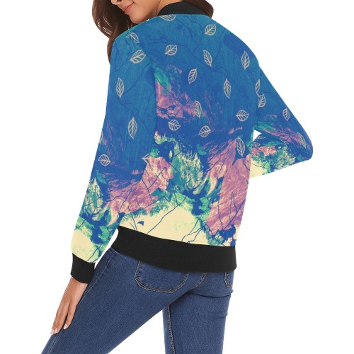 Leaf fall in the mountains All Over Print Bomber Jacket for Women (Model H19)