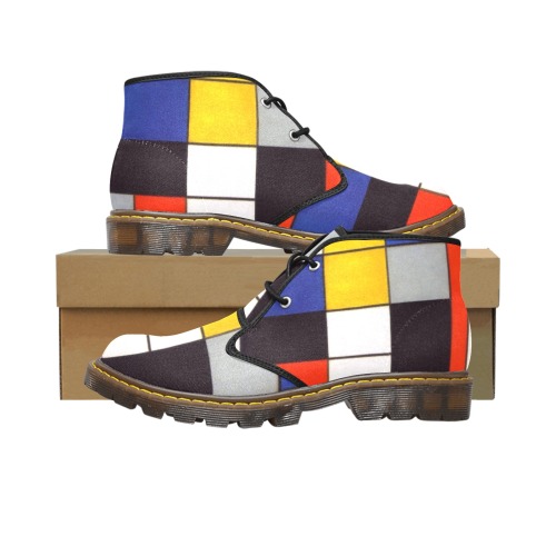 Composition A by Piet Mondrian Men's Canvas Chukka Boots (Model 2402-1)