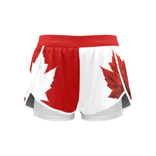 Women's Canada Maple Leaf Sports Shorts Women's Sports Shorts with Compression Liner (Model L63)