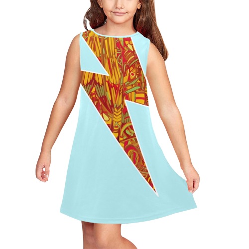 lightning strike tropical ll childress Girls' Sleeveless Dress (Model D58)
