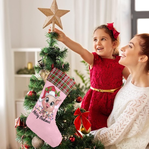 Merry Oinkmas Sequin Christmas Stocking