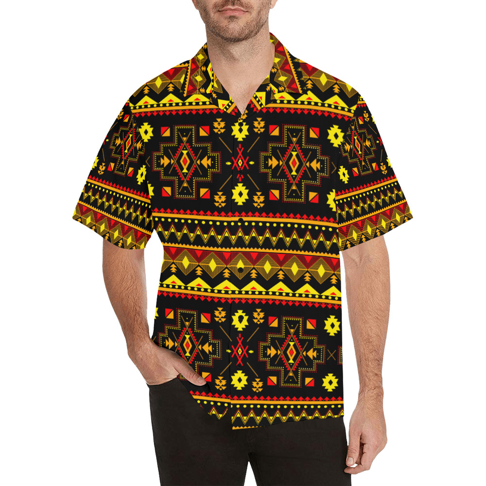 Aboriginal Ethnic Tribal Pattern Hawaiian Shirt with Merged Design (Model T58)