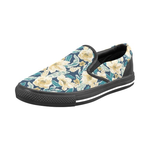 Painted Flowers Women's Slip-on Canvas Shoes (Model 019)