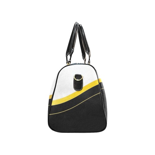 Abstract-BlackGoldWhite Wavy Line Pattern 2 New Waterproof Travel Bag/Large (Model 1639)