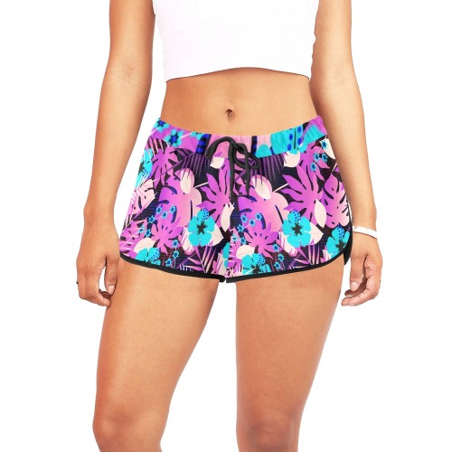 GROOVY FUNK THING FLORAL PURPLE Women's All Over Print Relaxed Shorts (Model L19)