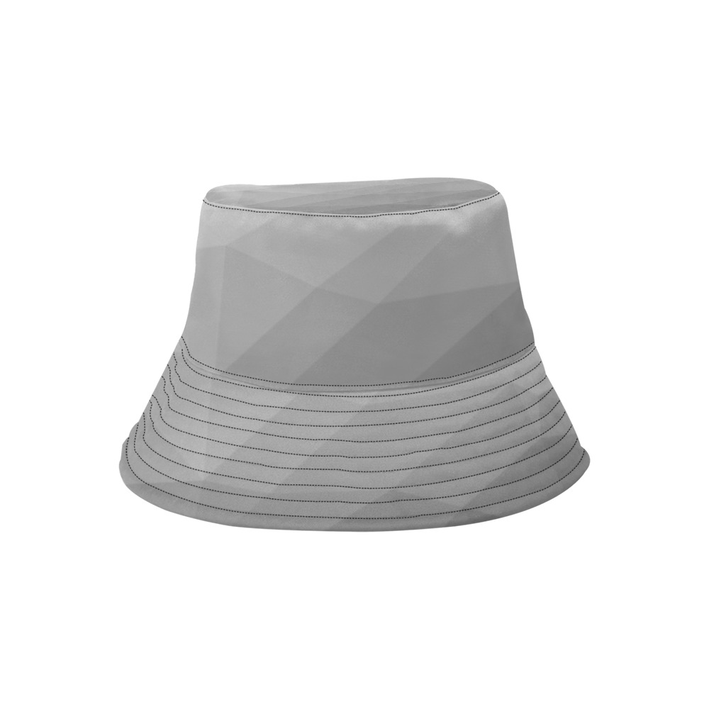 Grey Gradient Geometric Mesh Pattern All Over Print Bucket Hat for Men