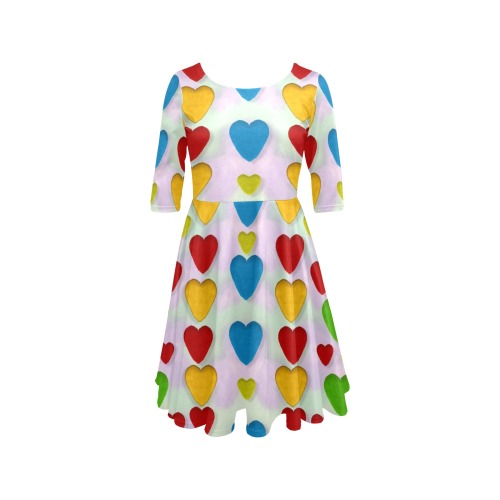 So sweet and hearty as love can be Half Sleeve Skater Dress (Model D61)