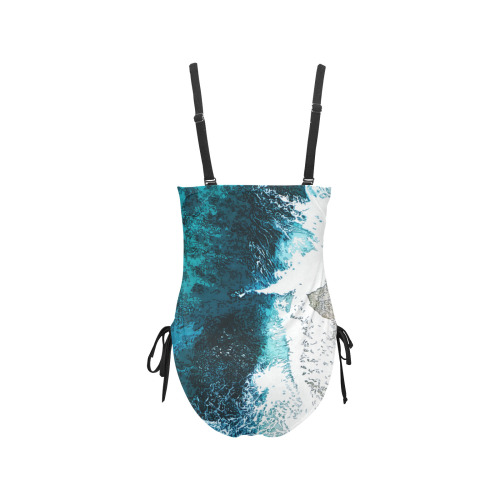 Ocean And Beach Drawstring Side One-Piece Swimsuit (Model S14)