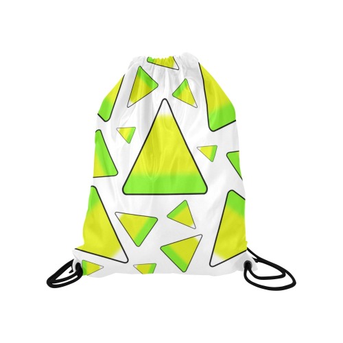 Candy Corn in Green and Yellow Medium Drawstring Bag Model 1604 (Twin Sides) 13.8"(W) * 18.1"(H)