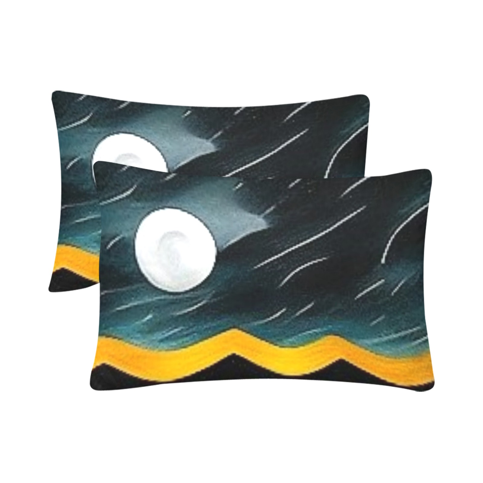abstract ocean wave's on a full moon Custom Pillow Case 20"x 30" (One Side) (Set of 2)