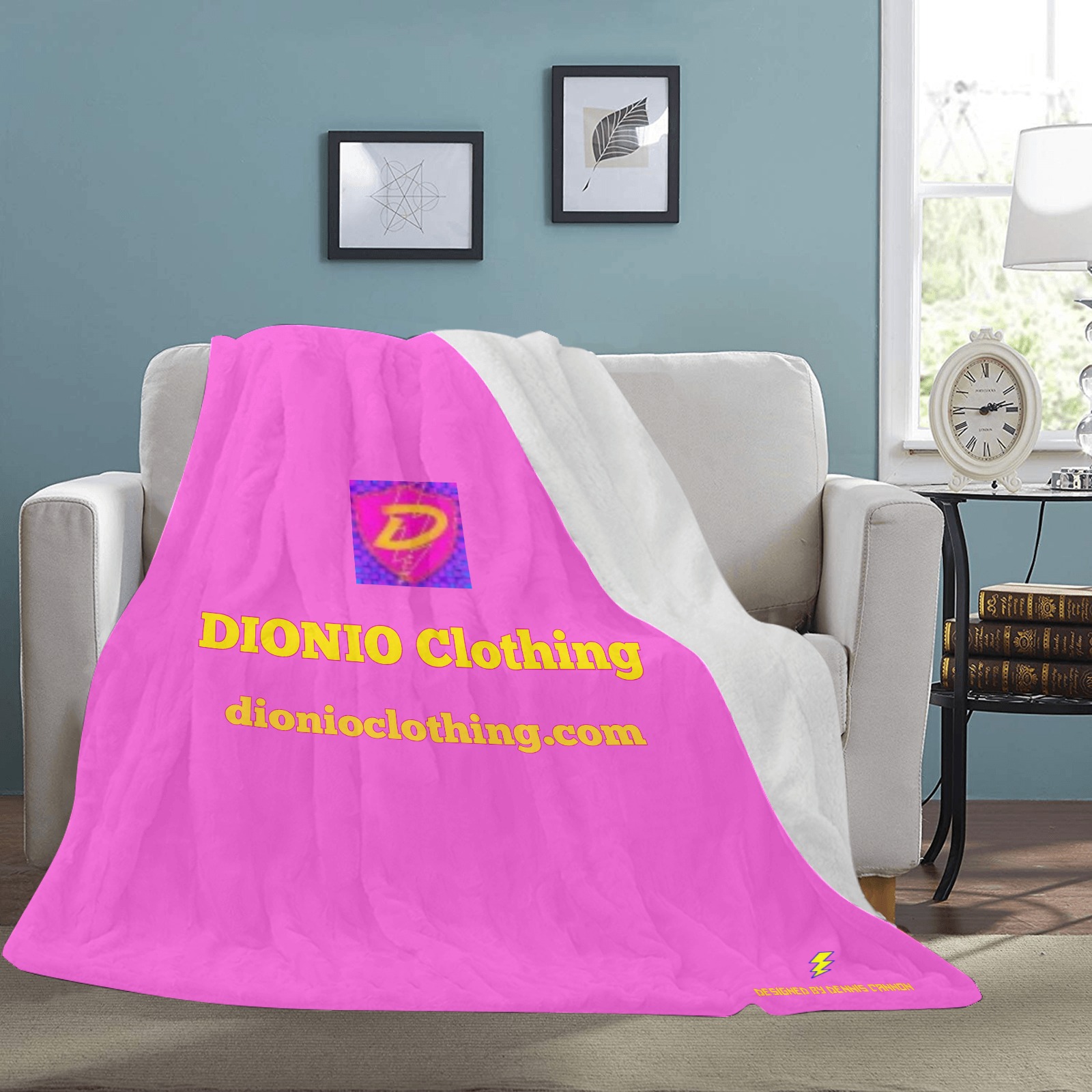DIONIO Clothing - Pink Ultra Soft Micro Fleece Blanket (Pink Grand Prix D-Shield Logo) Ultra-Soft Micro Fleece Blanket 70''x80''
