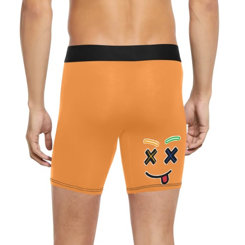 Orange X Face Men Underwear Men's Long Leg Boxer Briefs (Model L67)