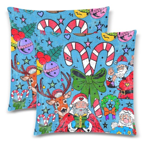 Hohoho Christmas by Nico Bielow Custom Zippered Pillow Cases 18"x 18" (Twin Sides) (Set of 2)