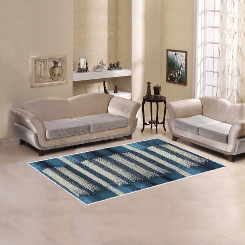 blue and white striped pattern 2 Area Rug 5'x3'3''