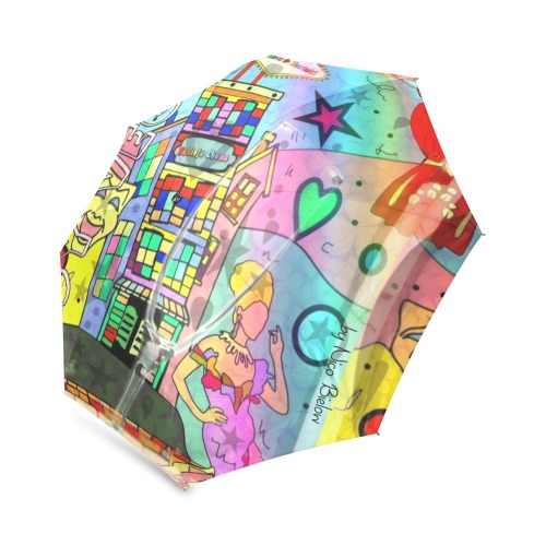 Schiefe Ebene Theater Pop Art by Nico Bielow Foldable Umbrella (Model U01)