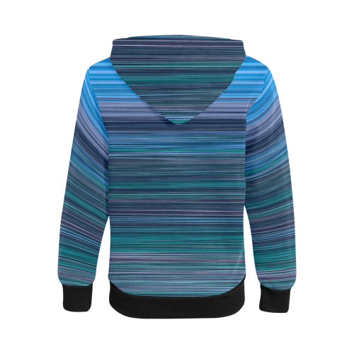Abstract Blue Horizontal Stripes Kids' All Over Print Full Zip Hoodie (Model H39)
