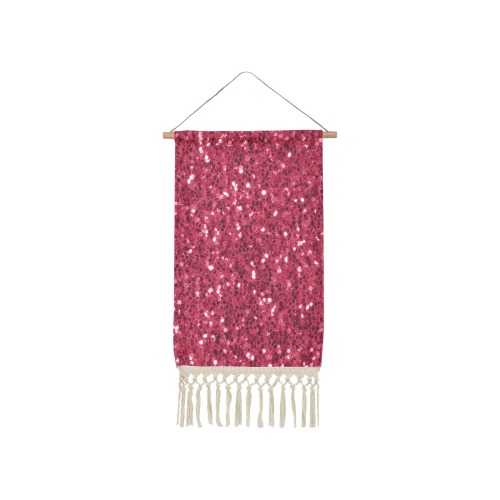 Magenta dark pink red faux sparkles glitter Linen Hanging Poster