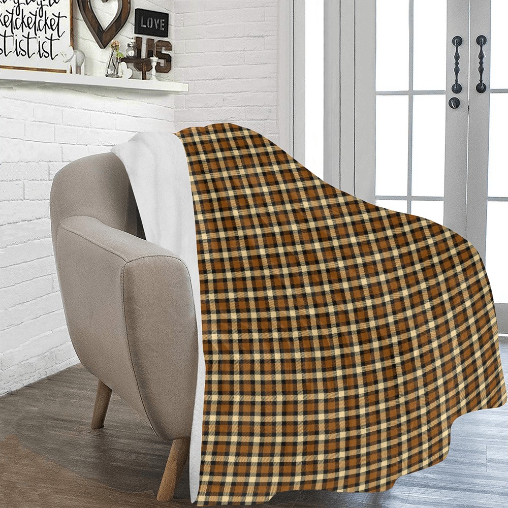 Autumn Brown Beige Plaid Ultra-Soft Micro Fleece Blanket 54"x70"
