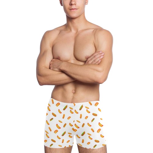 Hot Dog Pattern - White Men's Swimming Trunks (Model L60)