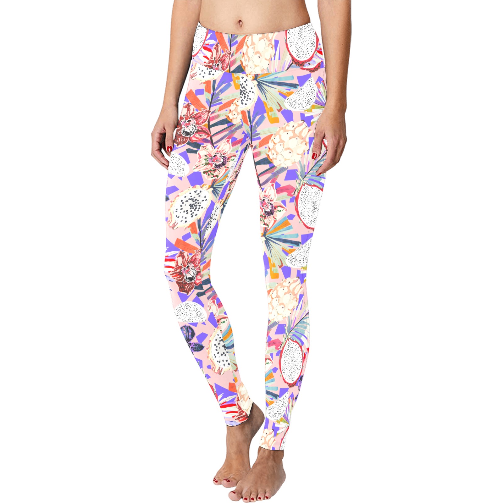 Modern tropical fruits and flowers 22 Women's Big Size Workout Leggings (Model L43)