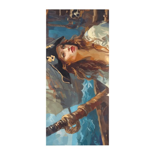 Pirate girl on board a ship. Adventure is calling. Beach Towel 32"x 71"