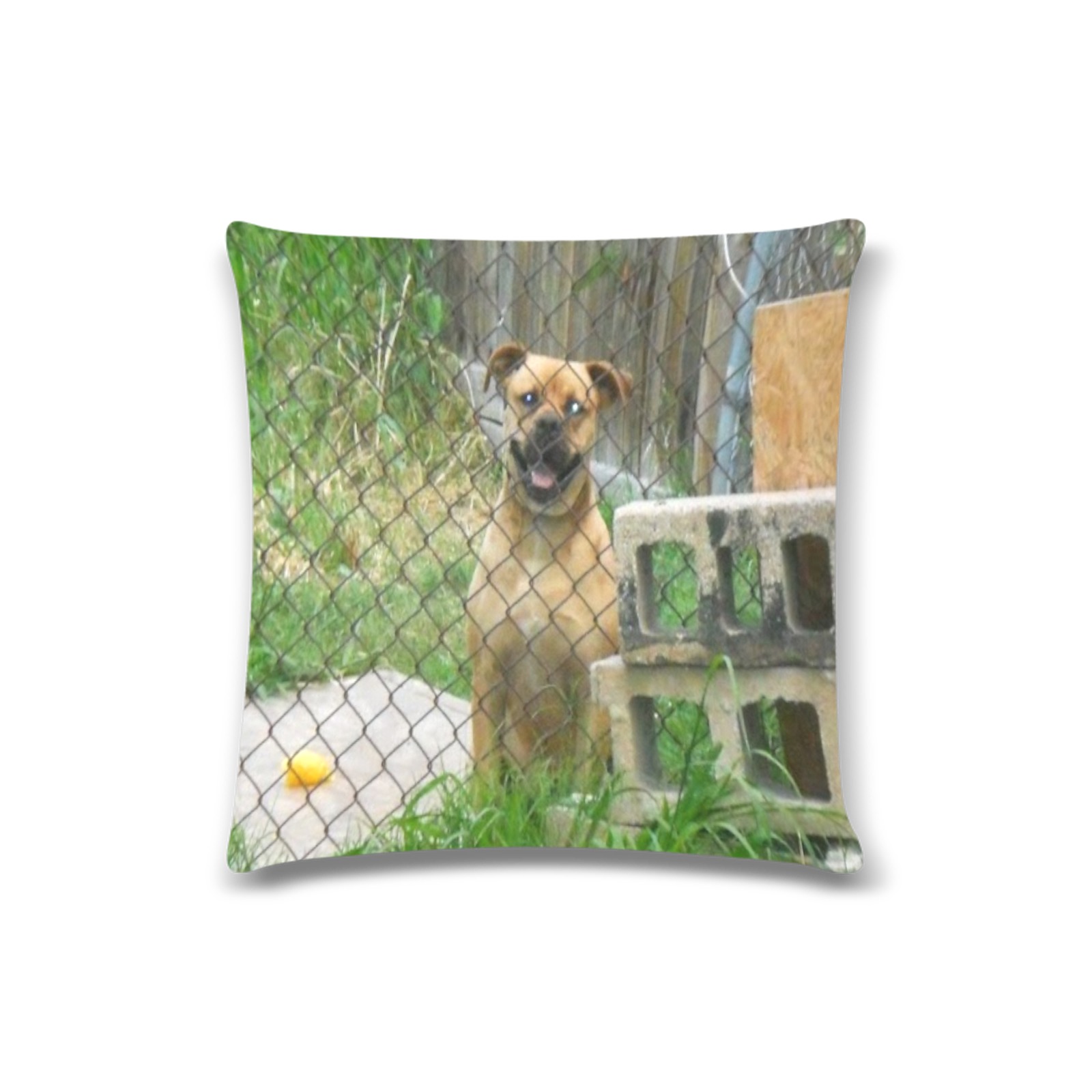 A Smiling Dog Custom Zippered Pillow Case 16"x16"(Twin Sides)