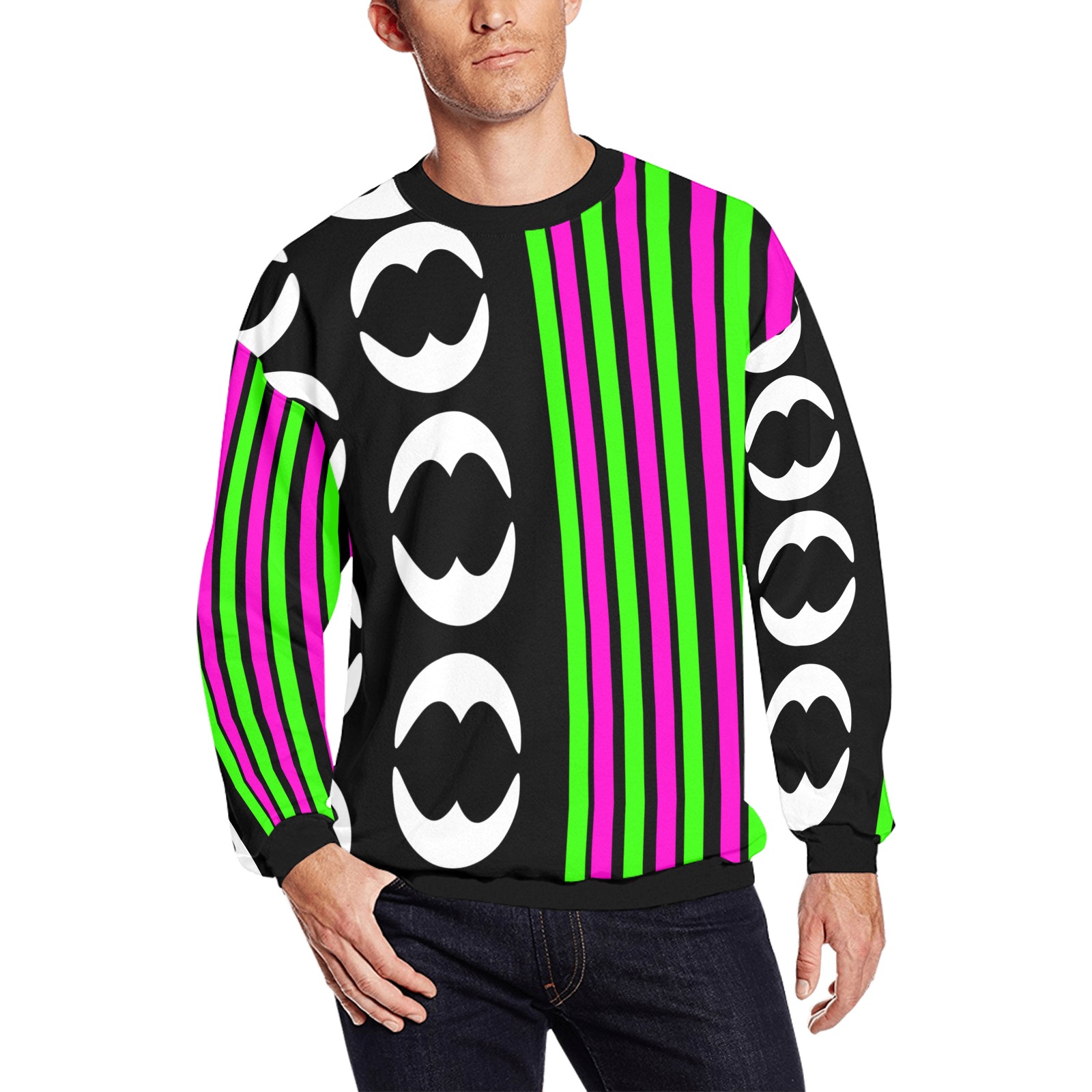 eccentric Men's Oversized Fleece Crew Sweatshirt (Model H18)