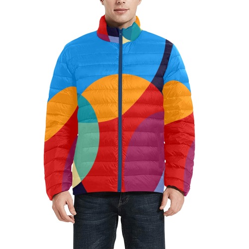 Abstract Circles - Courtesy of Raw Pixel Men's Stand Collar Padded Jacket (Model H41)