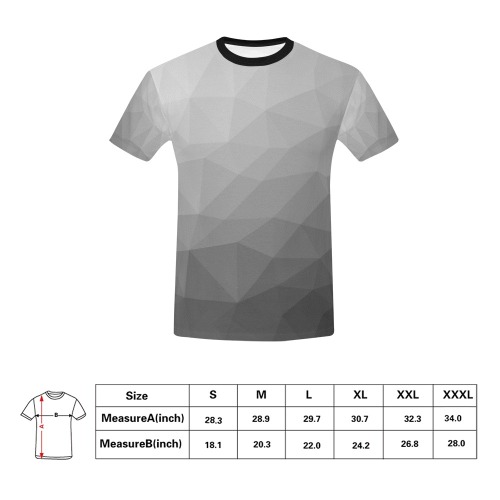 Grey Gradient Geometric Mesh Pattern All Over Print T-Shirt for Men (USA Size) (Model T40)