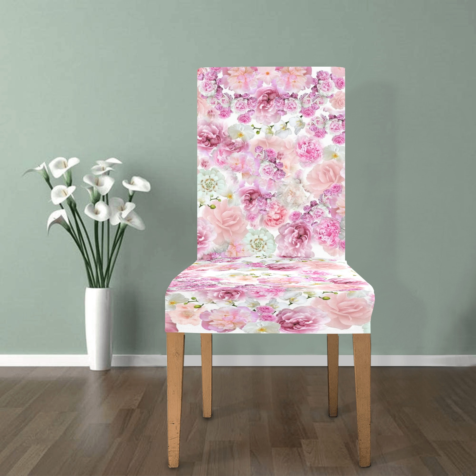 peonies Removable Dining Chair Cover