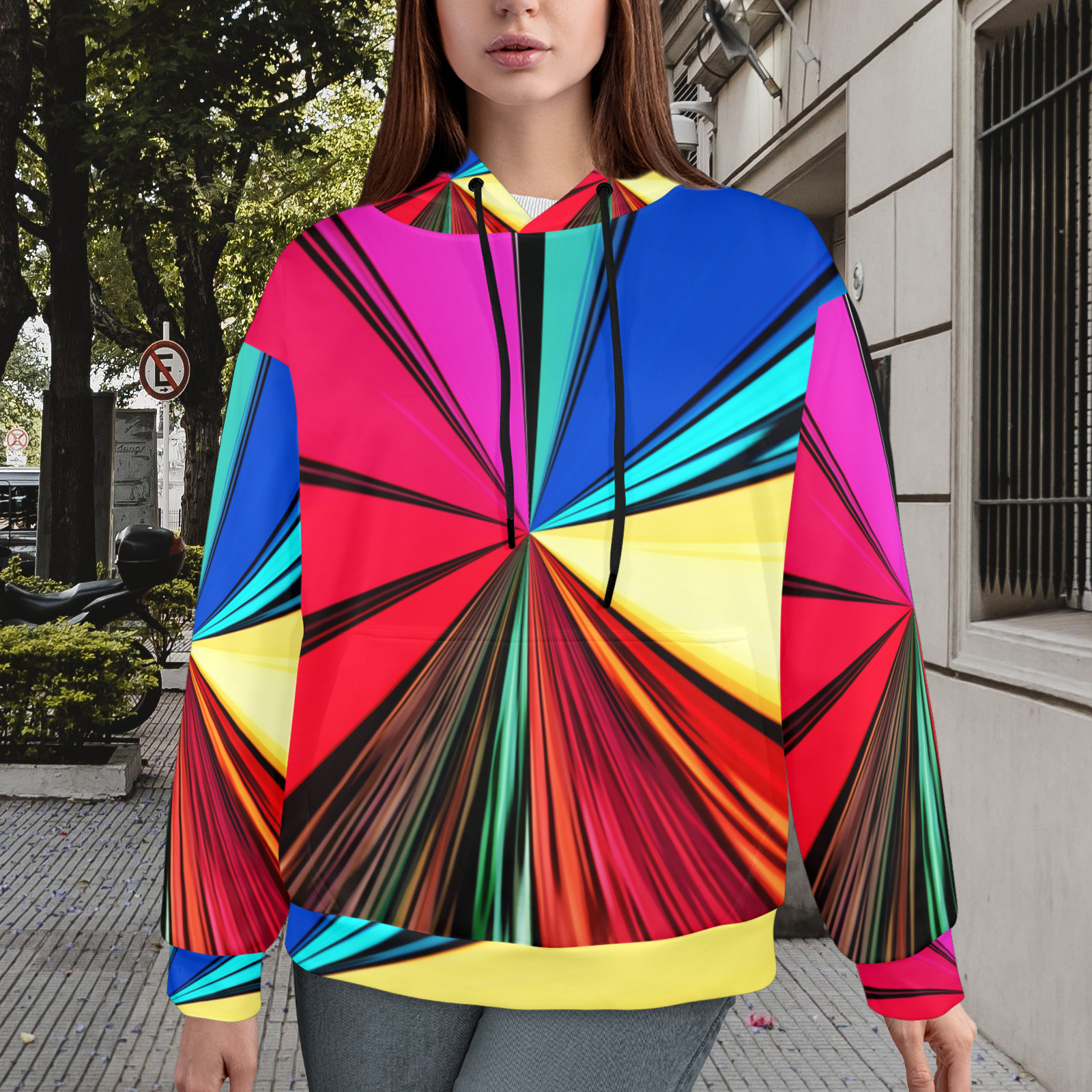 Colorful Rainbow Vortex 608 Women's All Over Print Hoodie (Model H61)