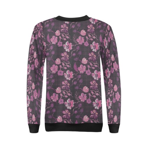 Pink-Purple Floral Vintage All Over Print Crewneck Sweatshirt for Women (Model H18)