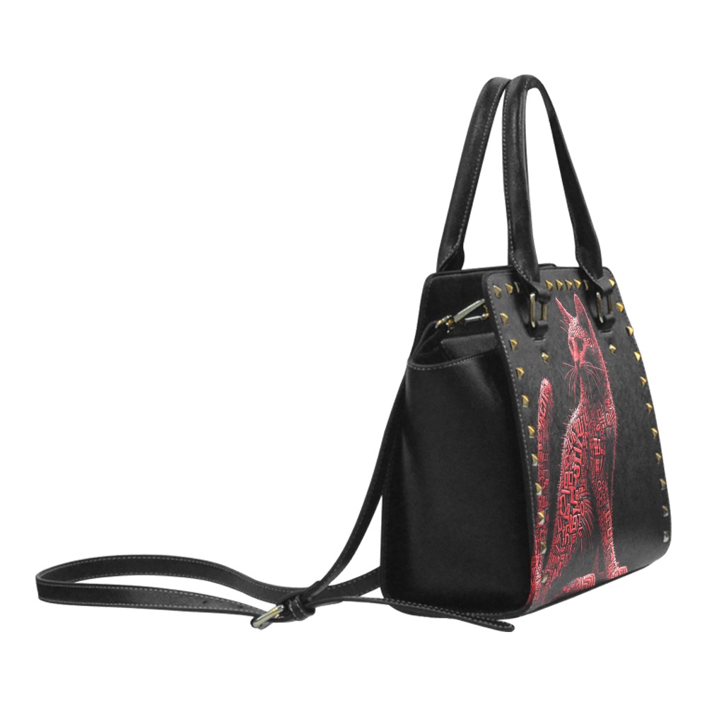 3D cat Rivet Shoulder Handbag (Model 1645)