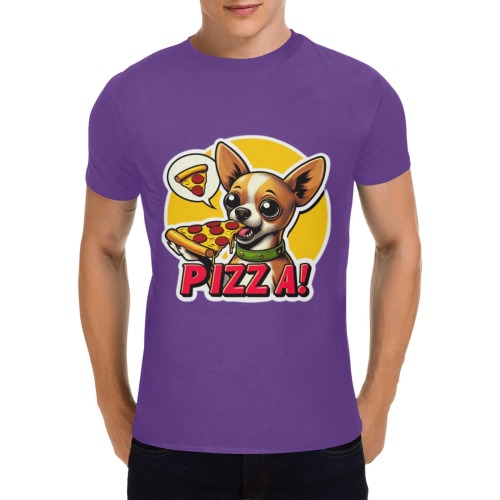 CHIHUAHUA EATING PIZZA 11 Men's T-Shirt in USA Size (Two Sides Printing)