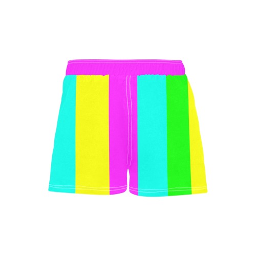 Bright Neon Wide Stripes Women's Casual Board Shorts (Model L54)