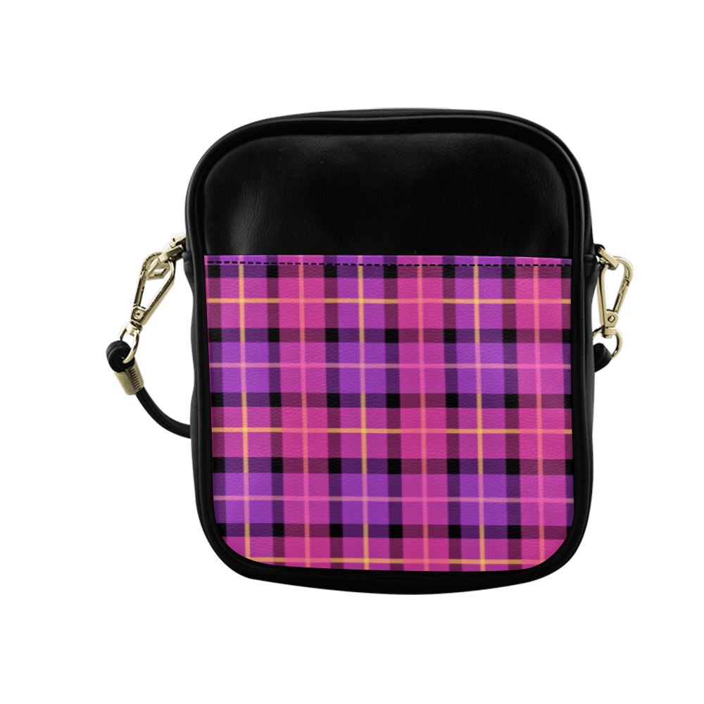 Plaid in Pink and Purple Sling Bag (Model 1627)
