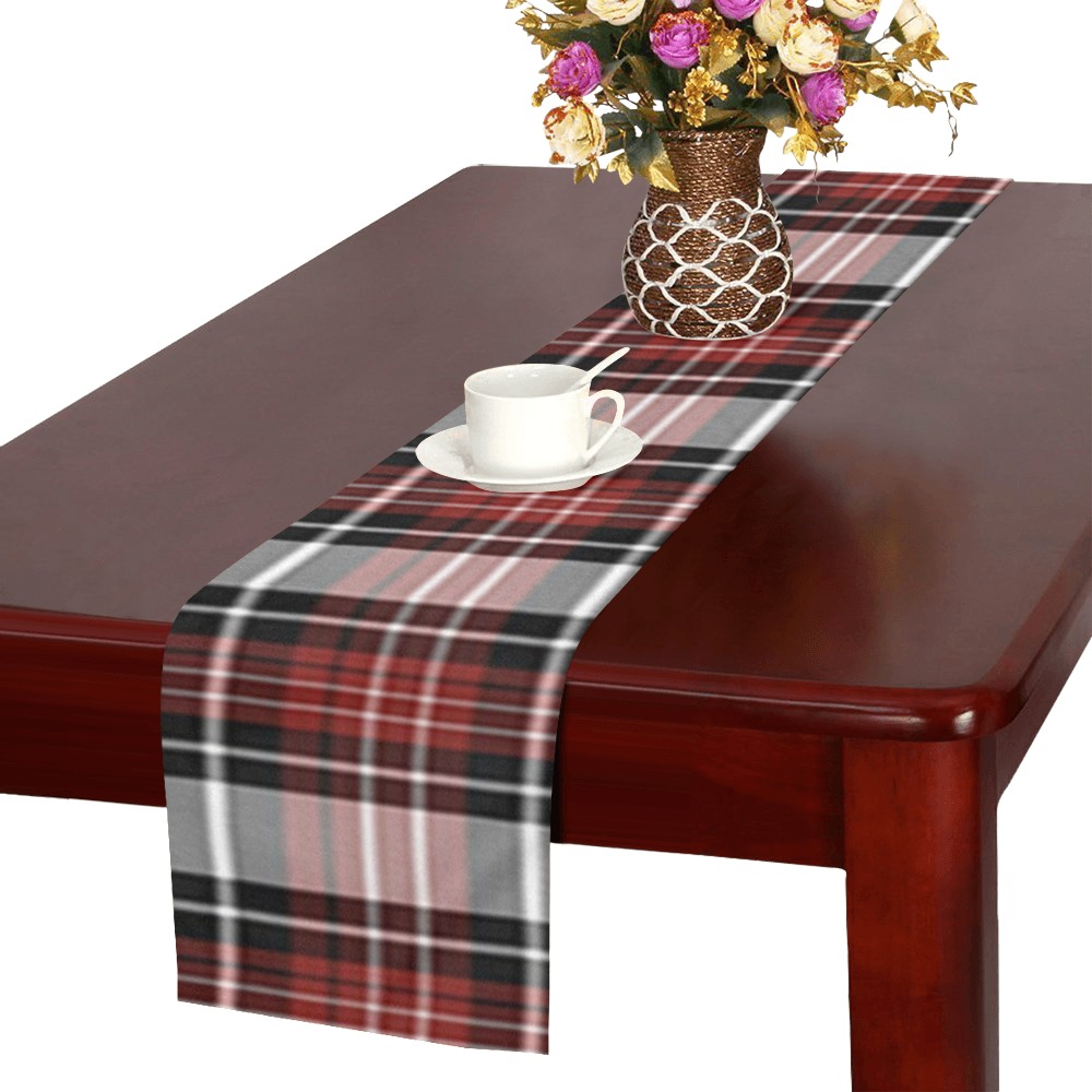 Red Black Plaid Table Runner 16x72 inch