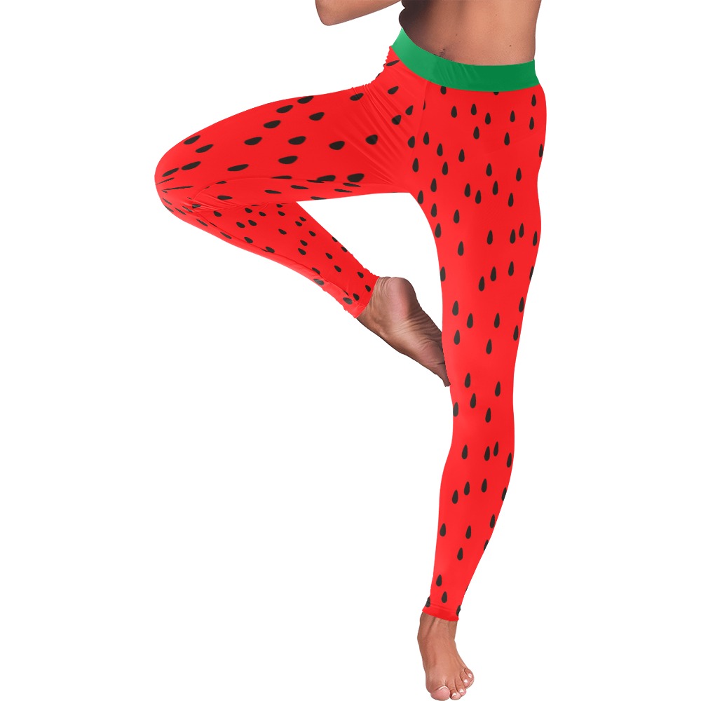 Watermelon Women's Low Rise Leggings (Invisible Stitch) (Model L05)