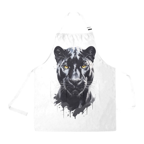 Cute black panther big cat face fantasy art. All Over Print Apron