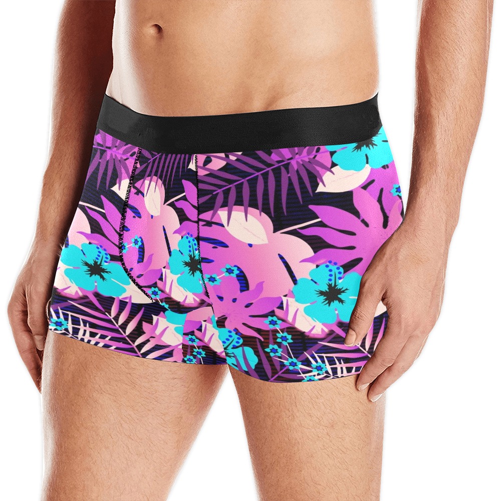 GROOVY FUNK THING FLORAL PURPLE Men's All Over Print Boxer Briefs (Model L10)