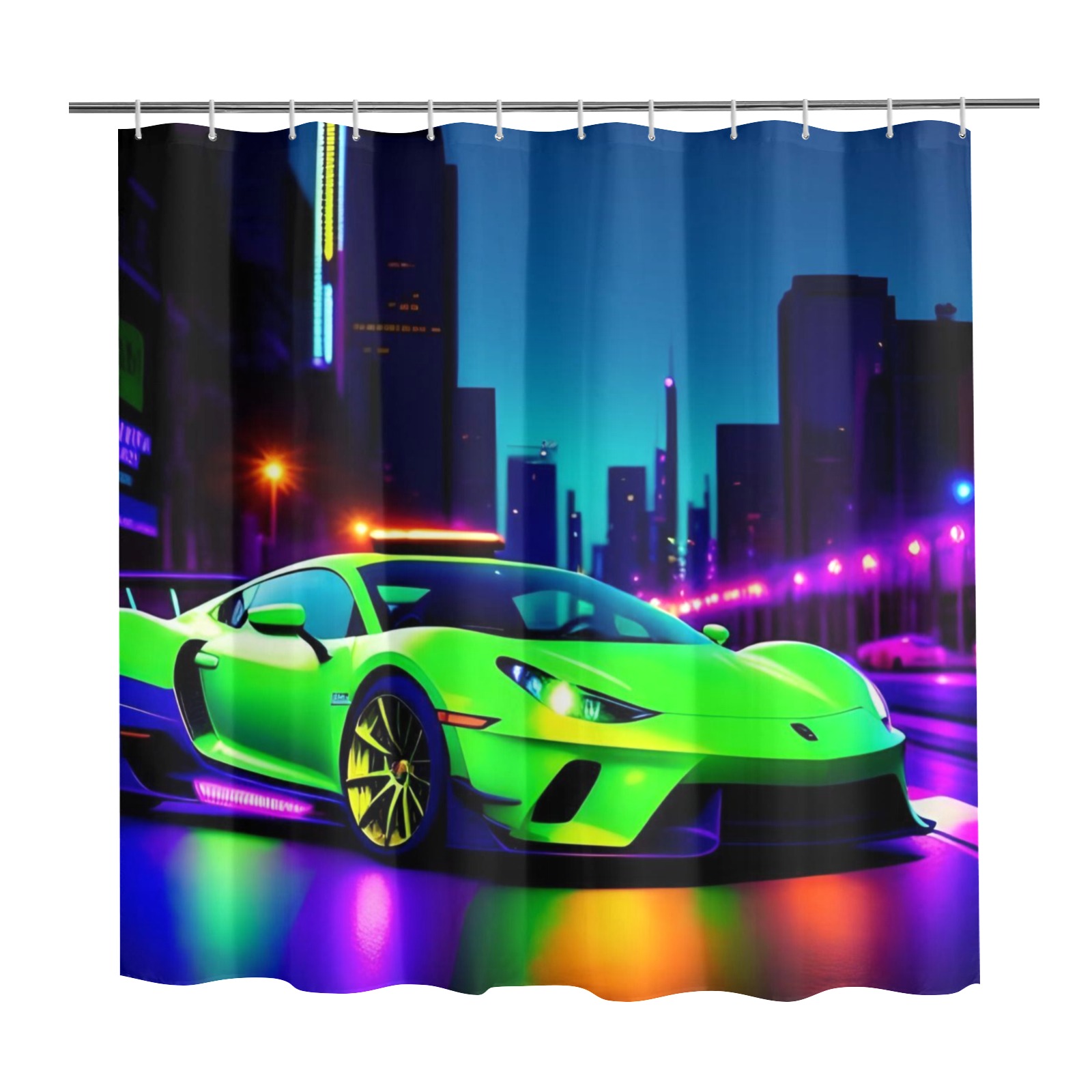 Fast Neon Green Car Shower Curtain Shower Curtain 72" x 72"