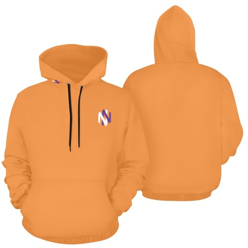 Orange Solid Hoodie Men All Over Print Hoodie for Men (USA Size) (Model H13)