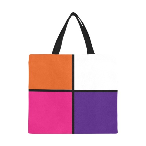 Orange, White, Hot Pink and Purple Squares All Over Print Canvas Tote Bag/Large (Model 1699)
